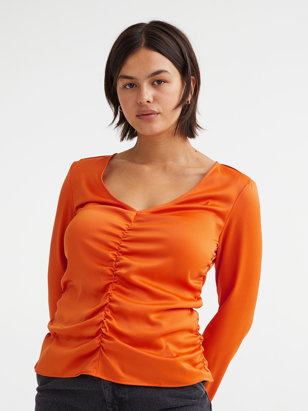 

H&M Woman Orange Gathered blouse