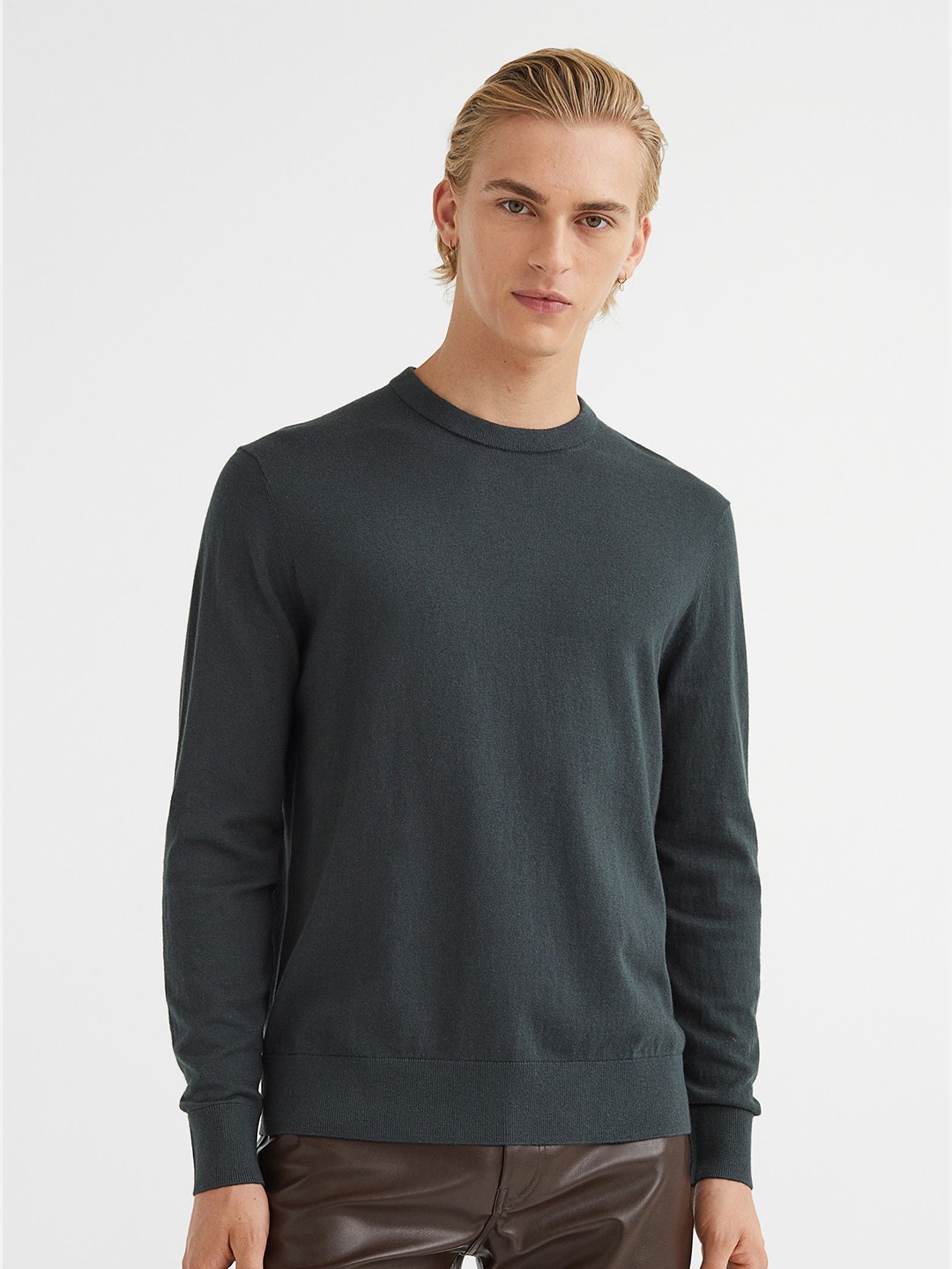 

H&M Men Green Cashmere-Blend Jumper