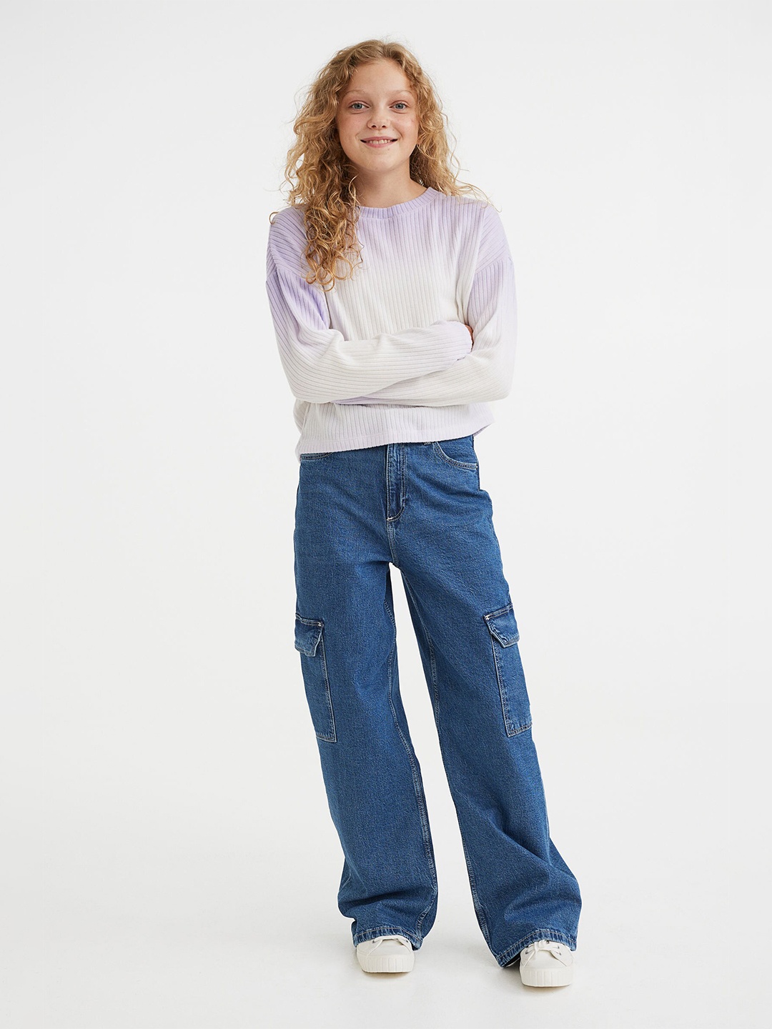 

H&M Girls Violet Ribbed Boxy Jumper