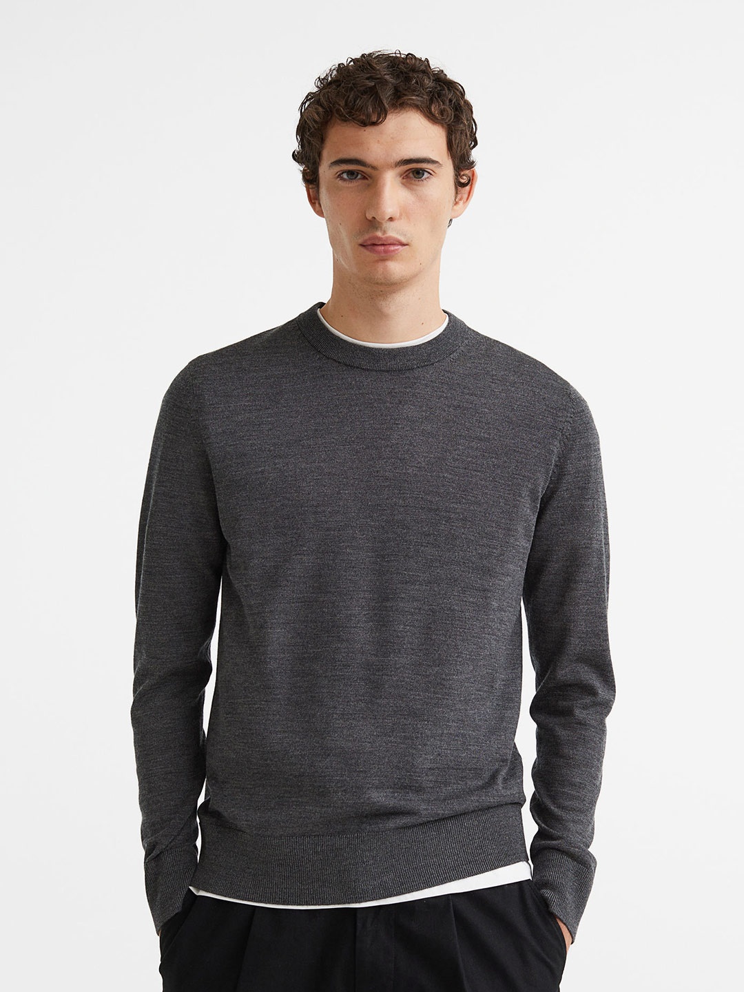 

H&M Men Grey Merino Wool Jumper