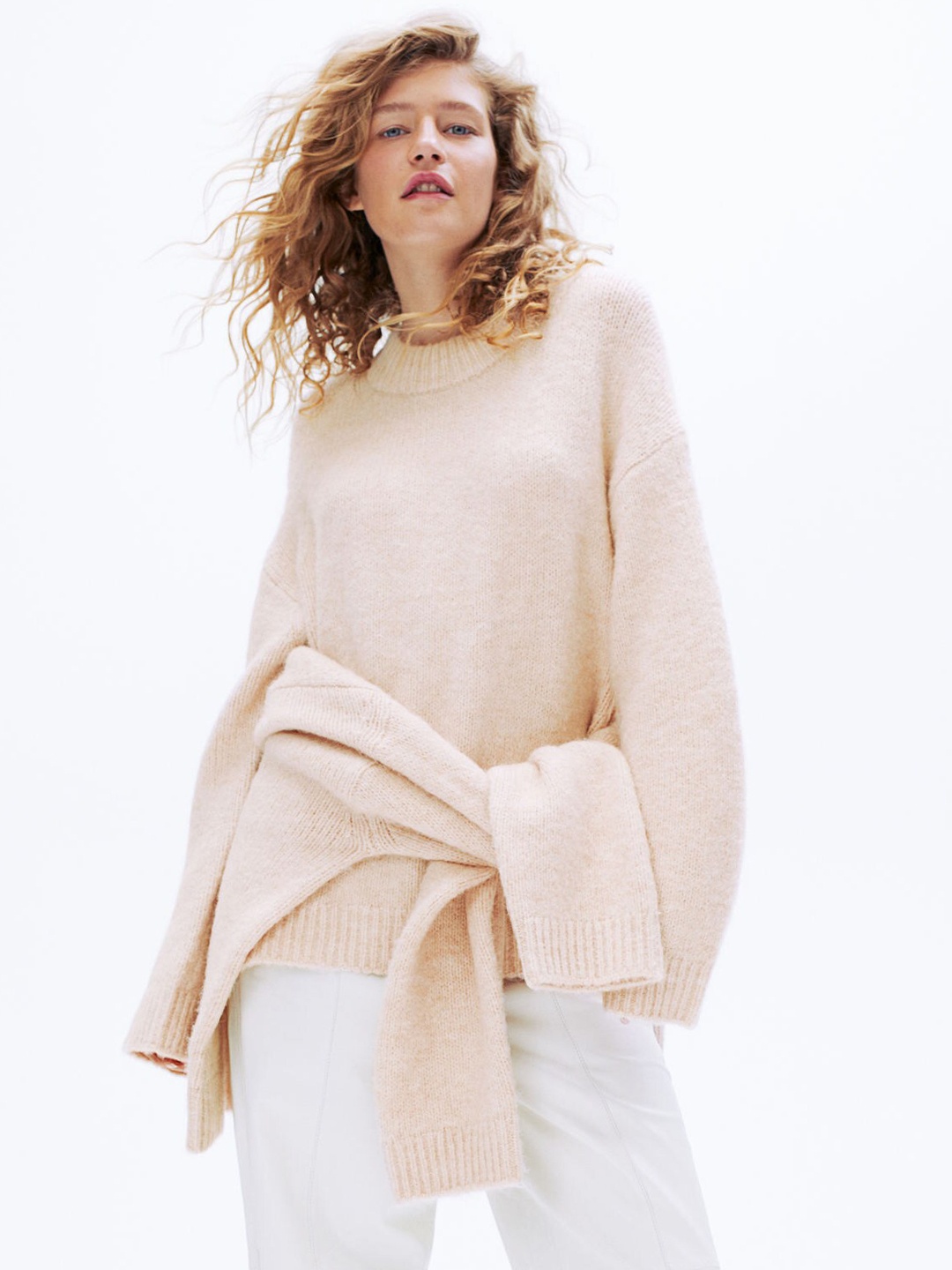 

H&M Women Beige Oversized Jumper