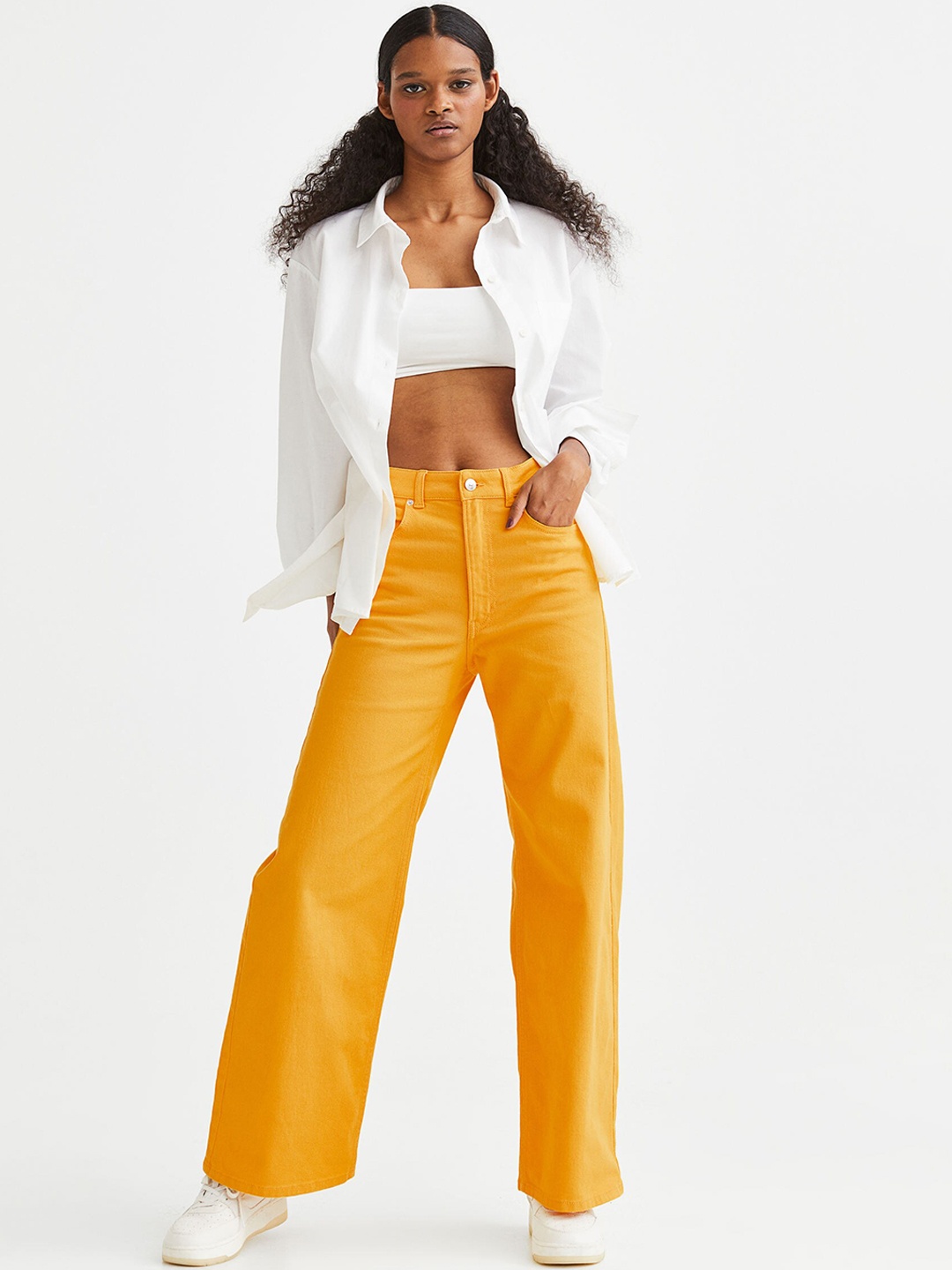 

H&M Women Yellow Wide Denim Jeans