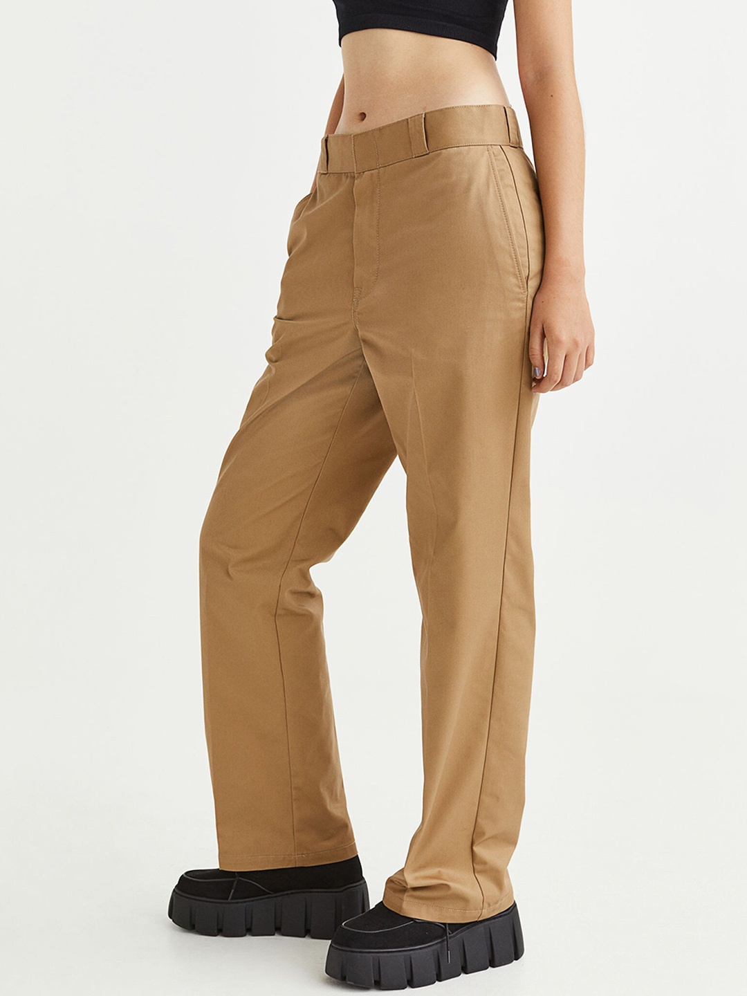 

H&M Women Beige Crease-Leg Chinos