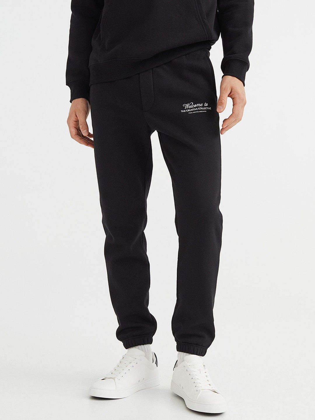 

H&M Men Black Slim Fit Joggers Cotton Trousers