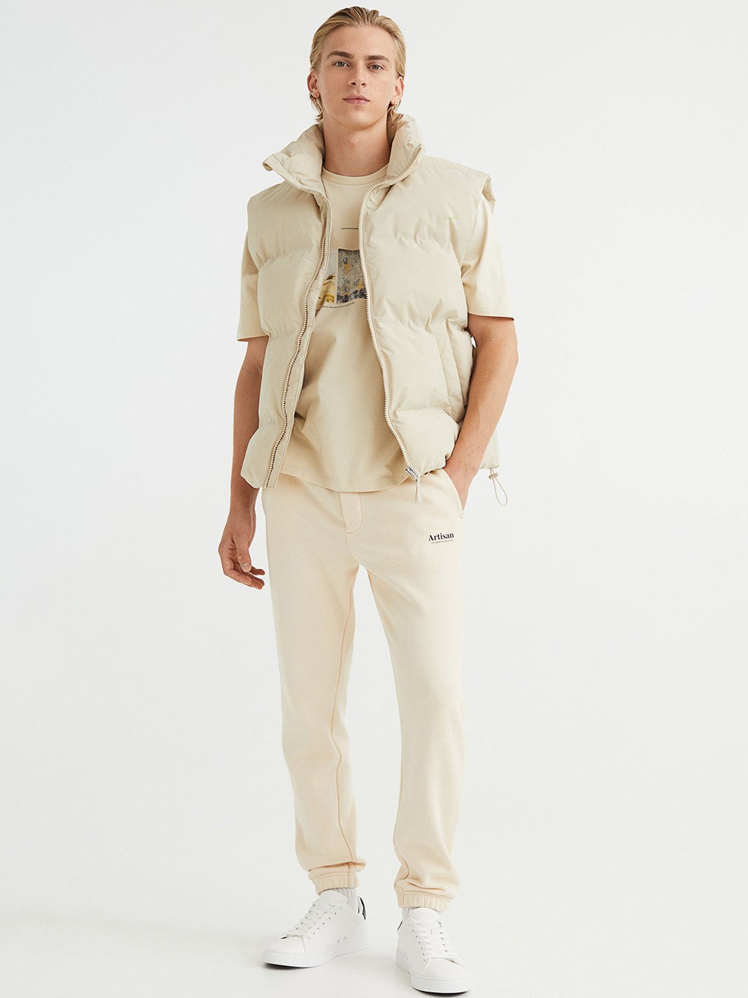 

H&M Men Beige Slim Fit Cotton Trousers