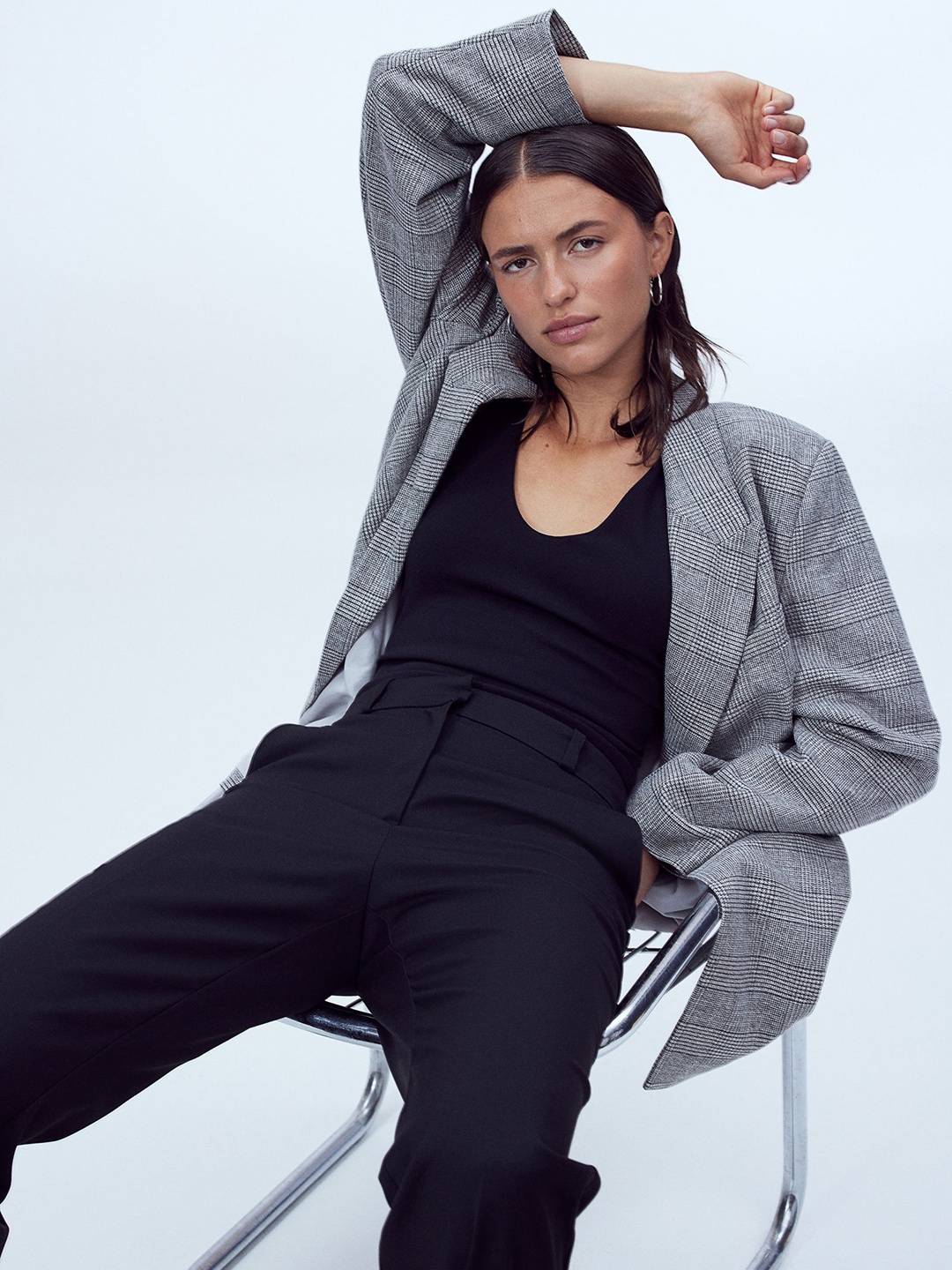 

H&M Women Black Flared Tailored Trousers