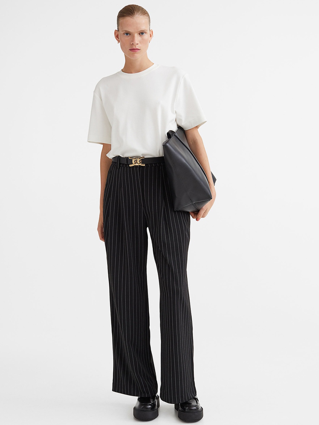 

H&M Women Black Tailored Jersey Trousers