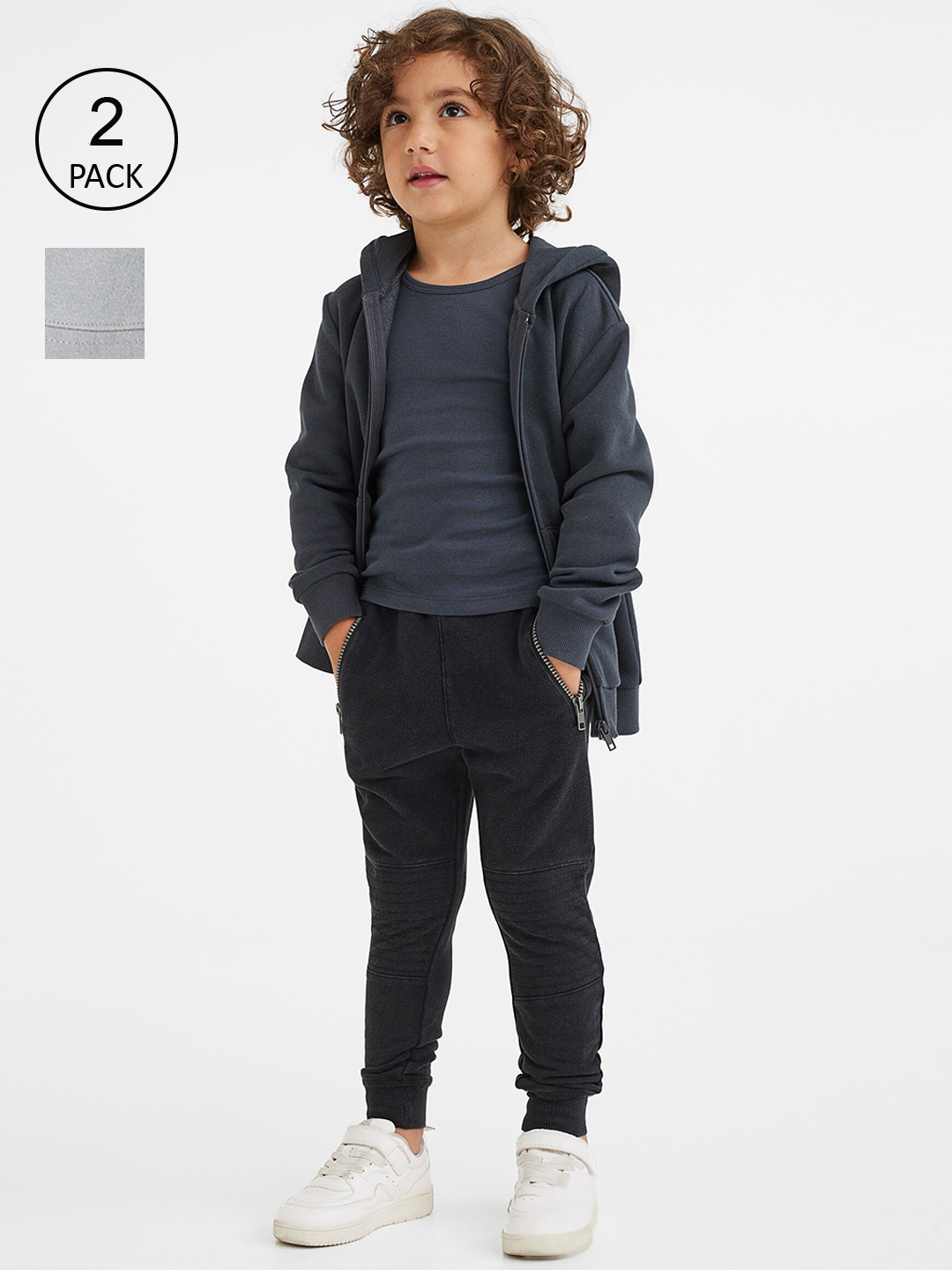 

H&M Boys Pack Of 2 Black Slim Fit Cotton Chinos Trousers