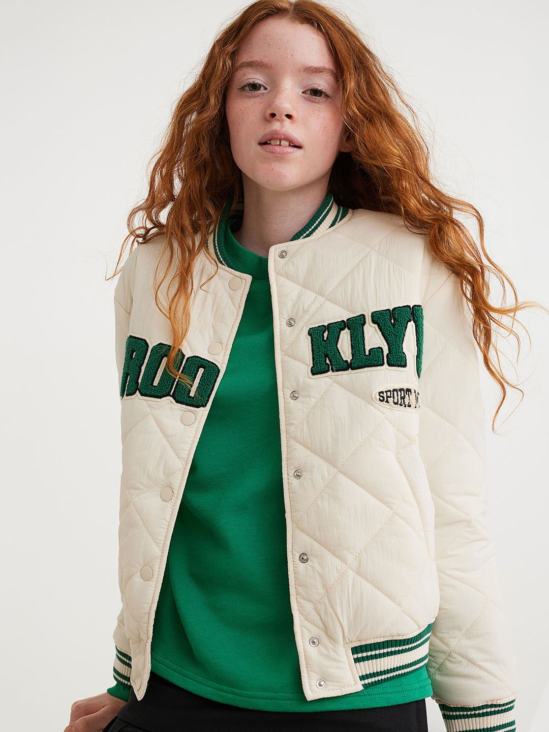 

H&M Girls White Baseball Jacket