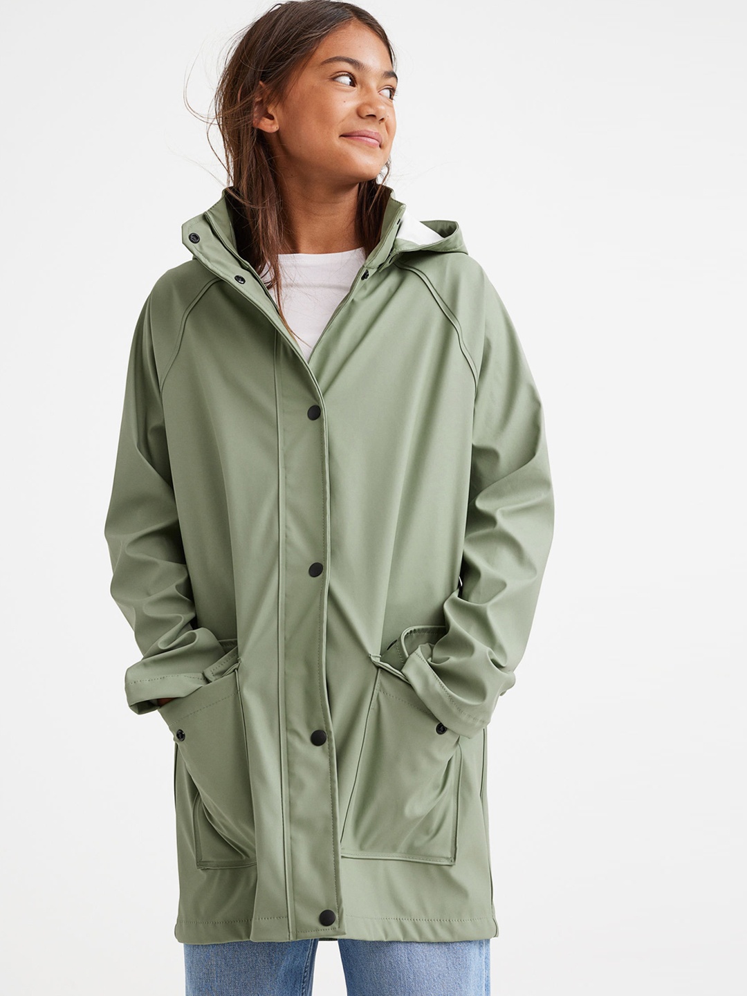 

H&M Girls Green Hooded Rain Jacket