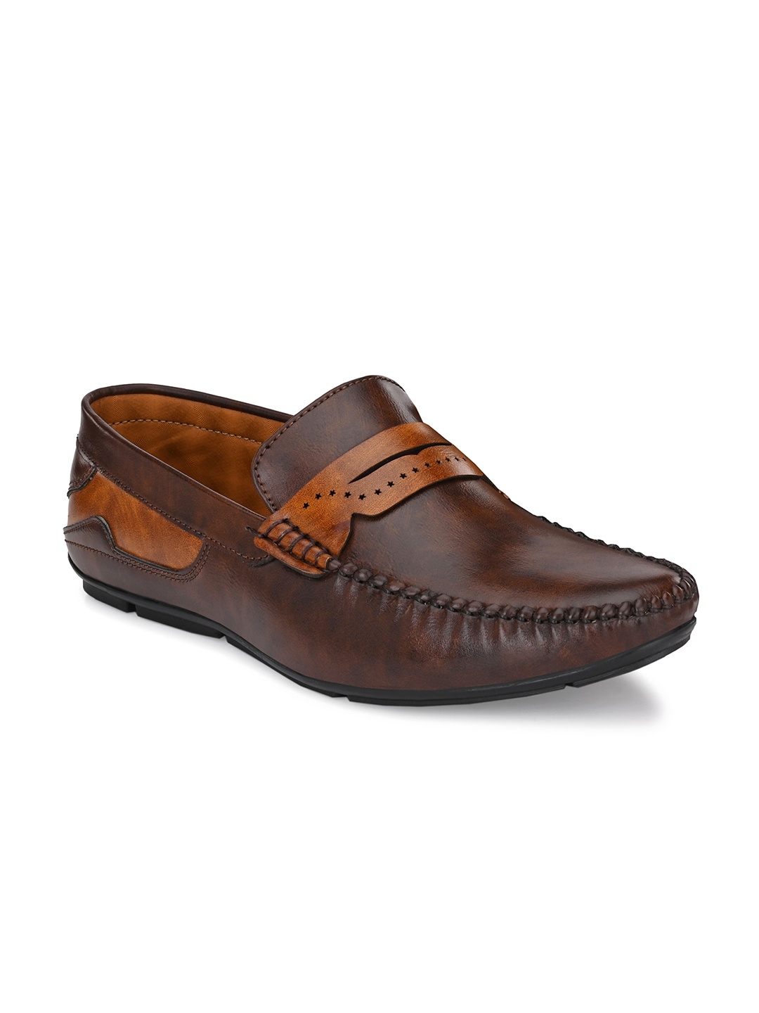 

ALBERTO MORENO Men Colourblocked Synthetic Leather Loafers, Brown