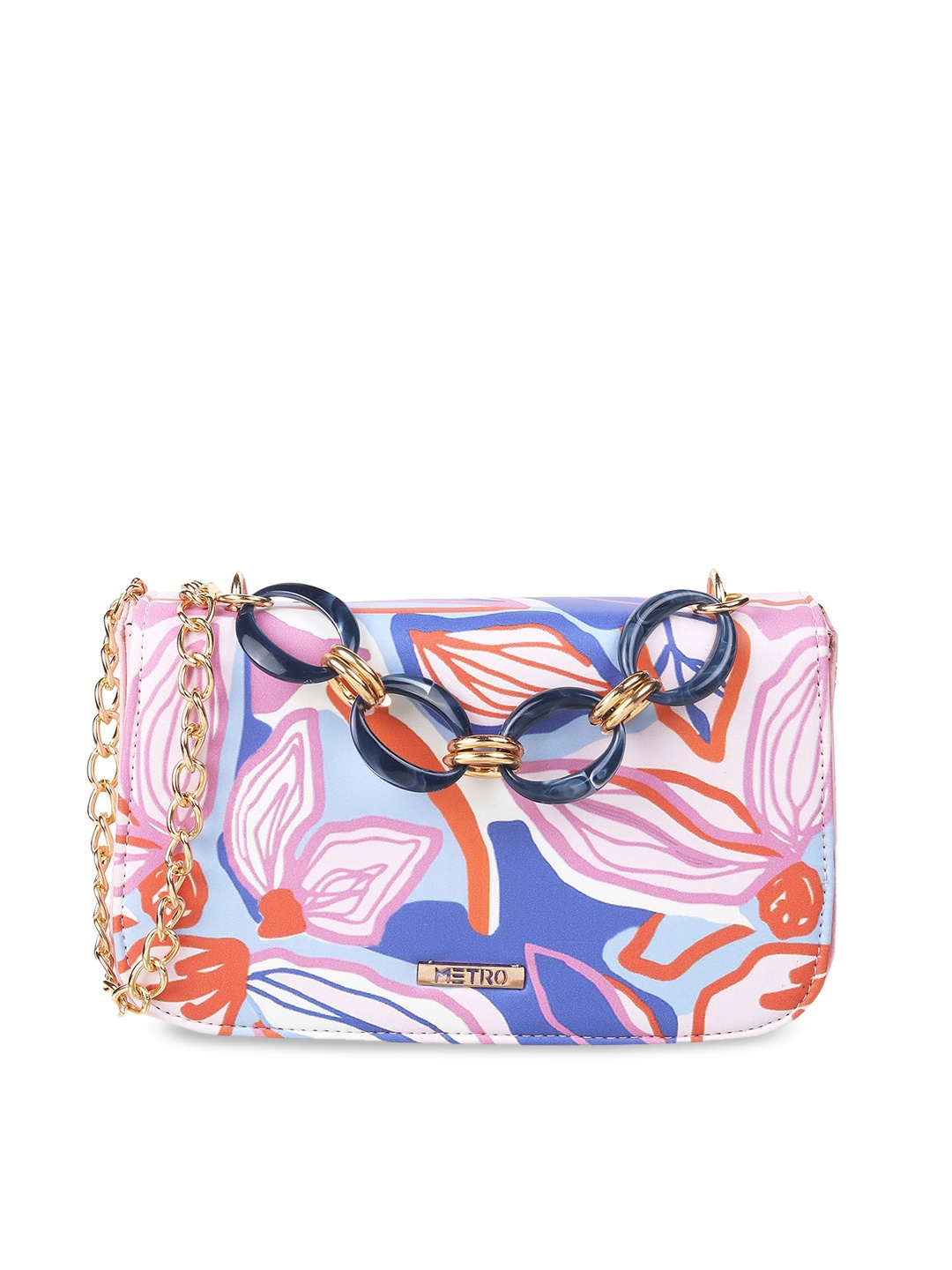 

Metro Printed Box Clutch, Blue