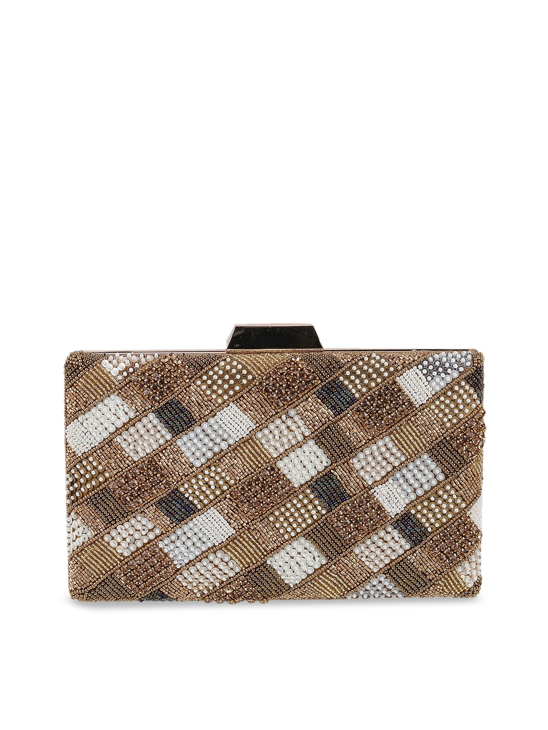

Mochi Embellished Box Clutch, Gold