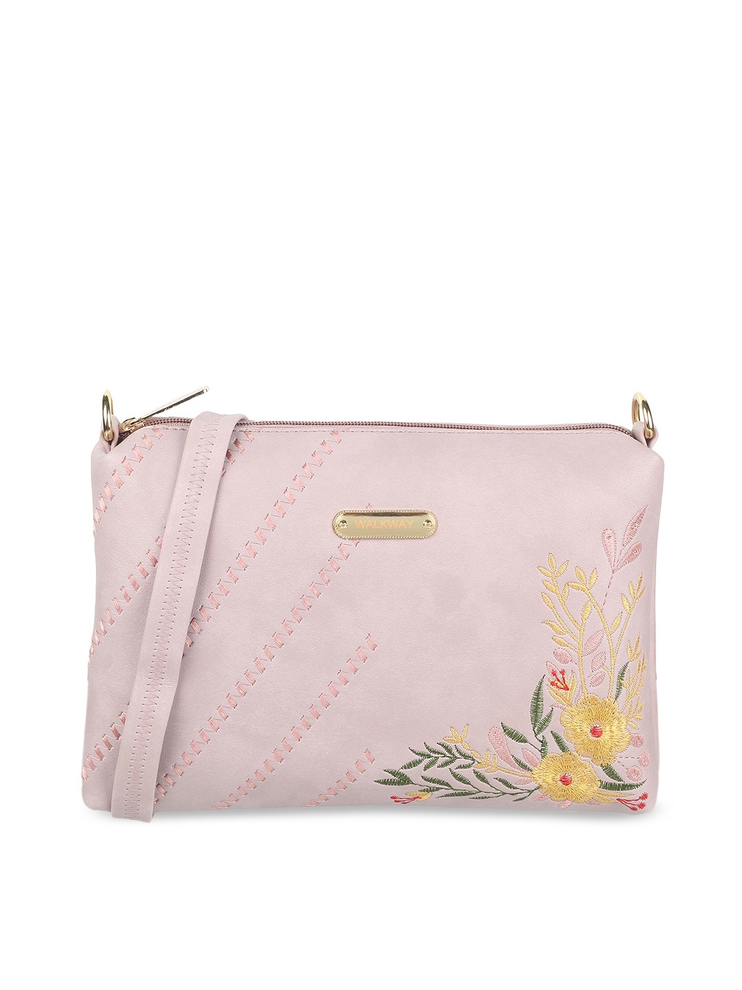 

WALKWAY by Metro Pink Floral Embellished Structured Sling Bag