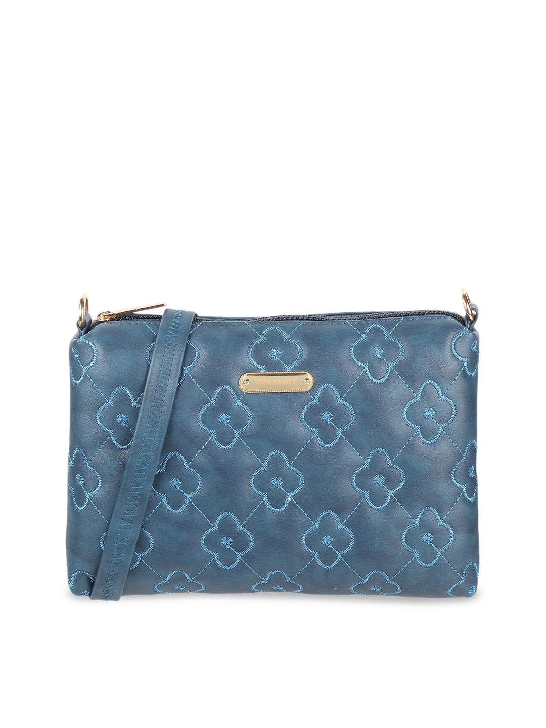 

WALKWAY by Metro Geometric Embellished Structured Sling Bag, Blue