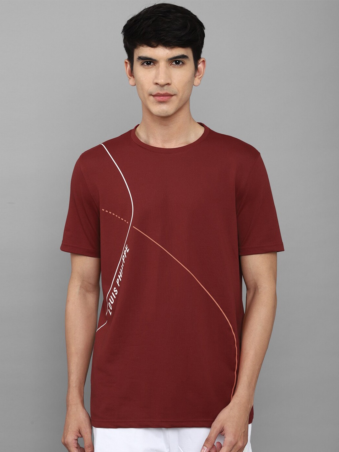 

Louis Philippe Men Maroon Typography Printed Slim Fit T-shirt