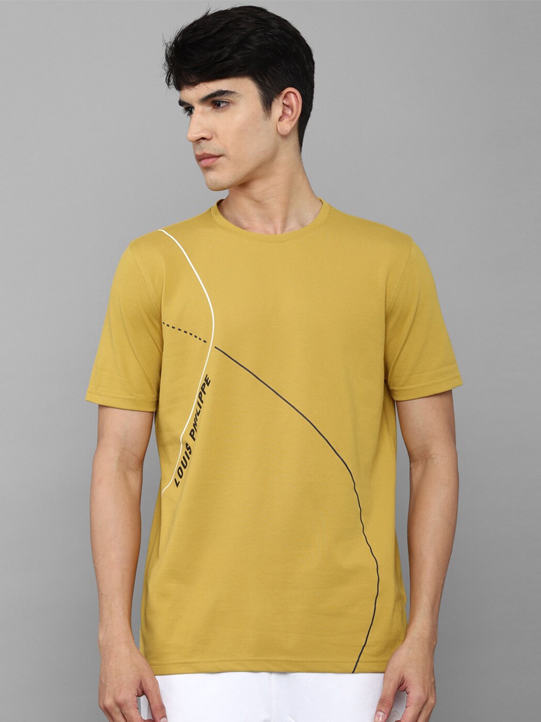 

Louis Philippe ATHPLAY Men Yellow Typography Printed Slim Fit T-shirt