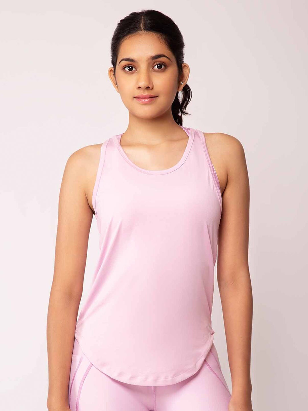 

aastey Women Pink Back Mesh Tank Top