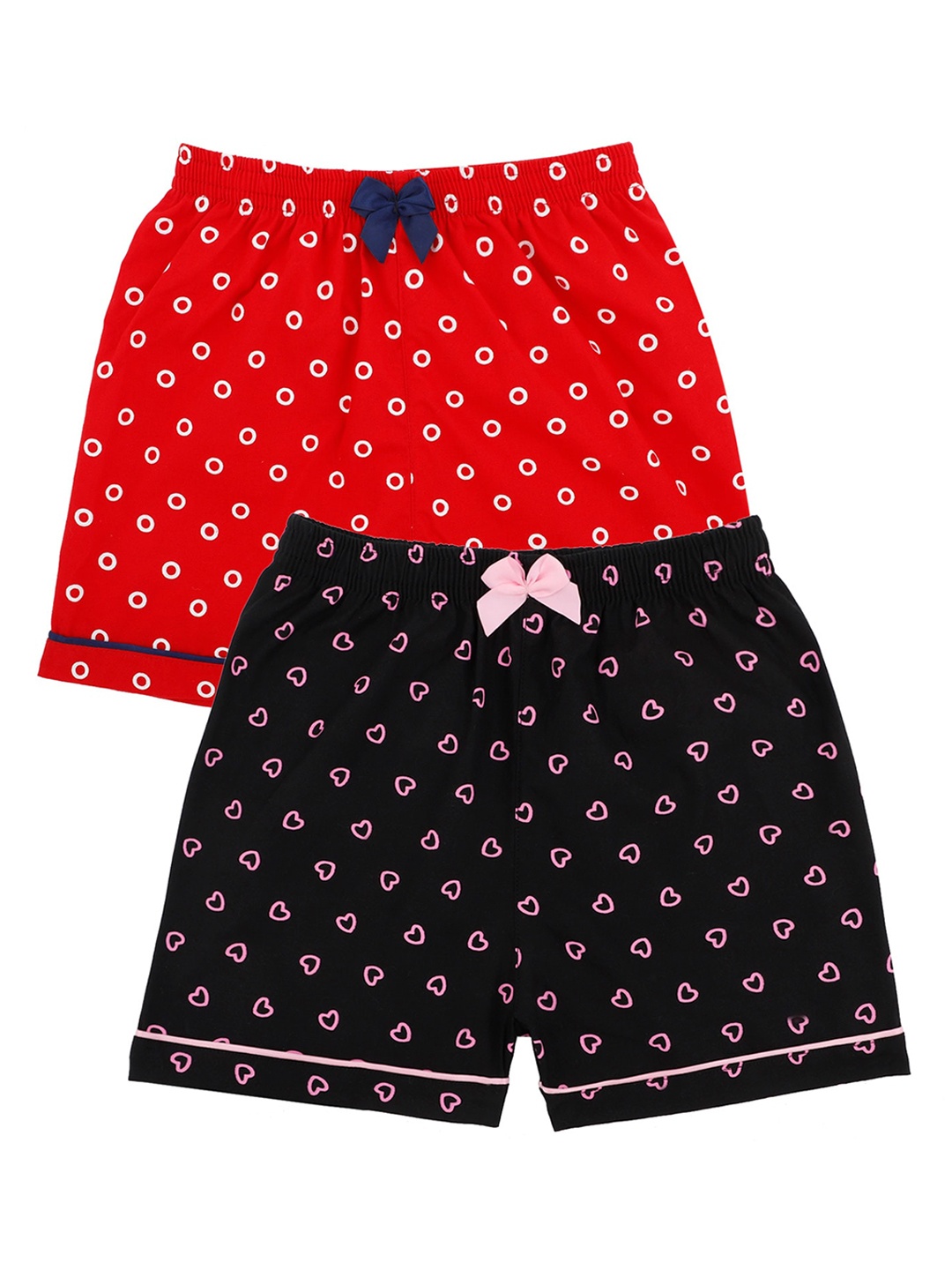 Bodycare Kids Girls Pack Of 2 Conversational Printed Shorts, Black