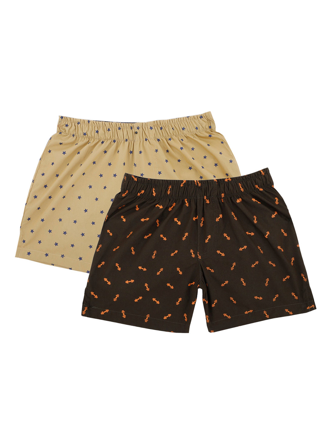 

Bodycare Kids Boys Pack Of 2 Conversational Printed Shorts, Khaki