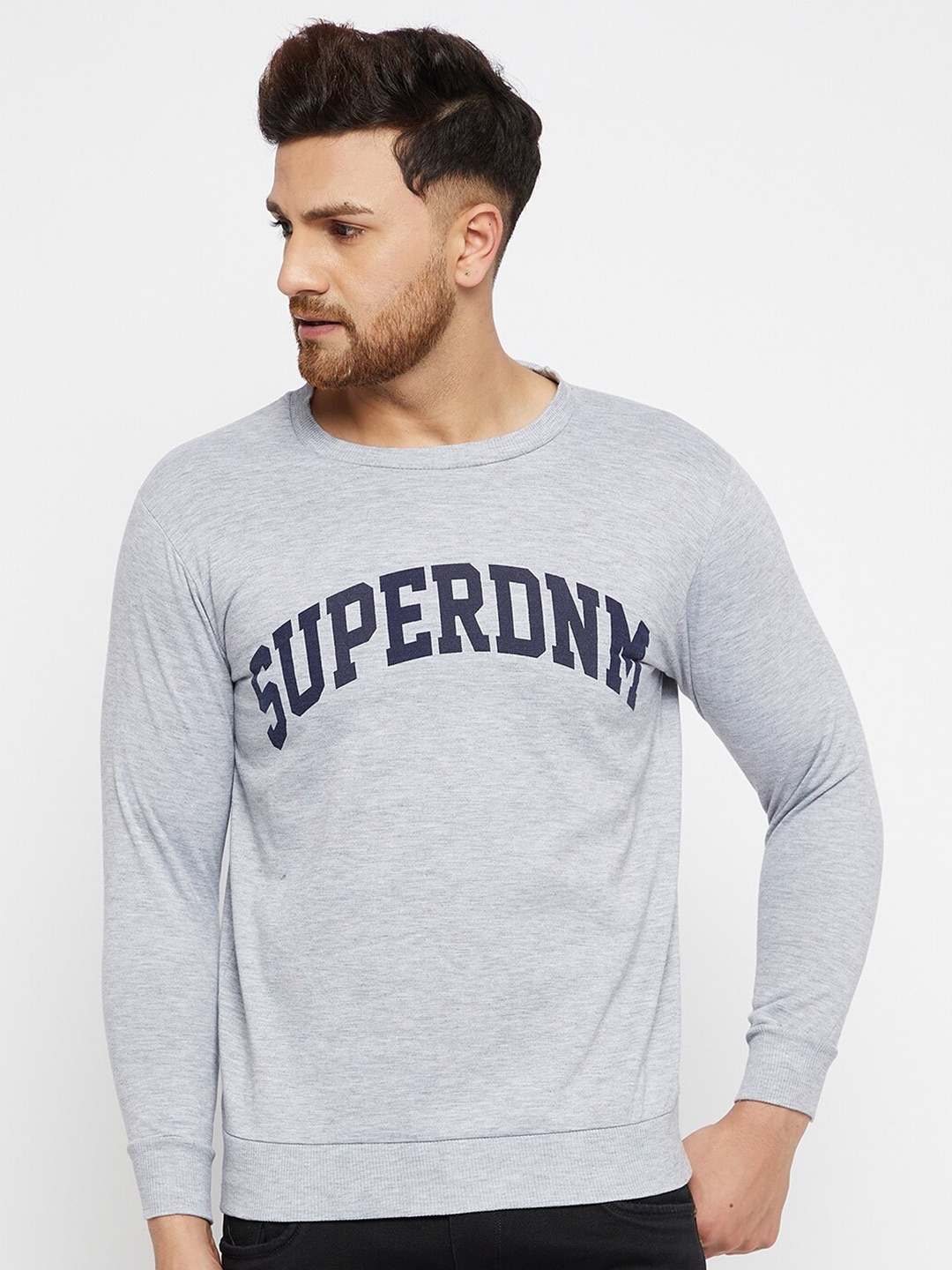 

THE MILLION CLUB Men Grey Printed Cotton Sweatshirt