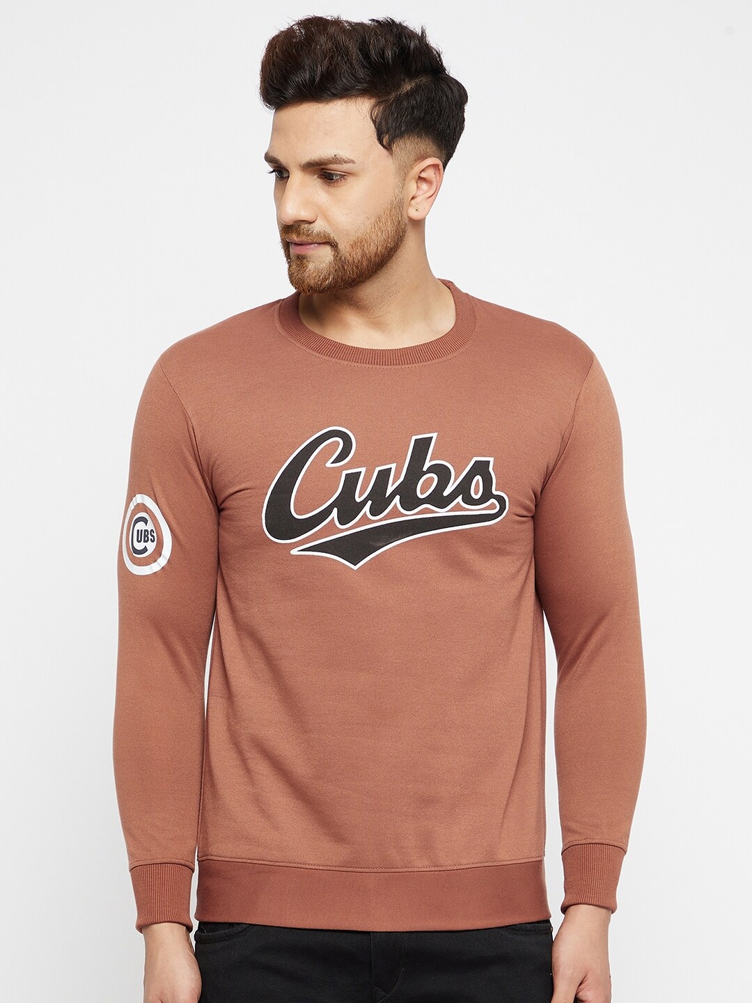 

THE MILLION CLUB Men Brown Printed Cotton Sweatshirt