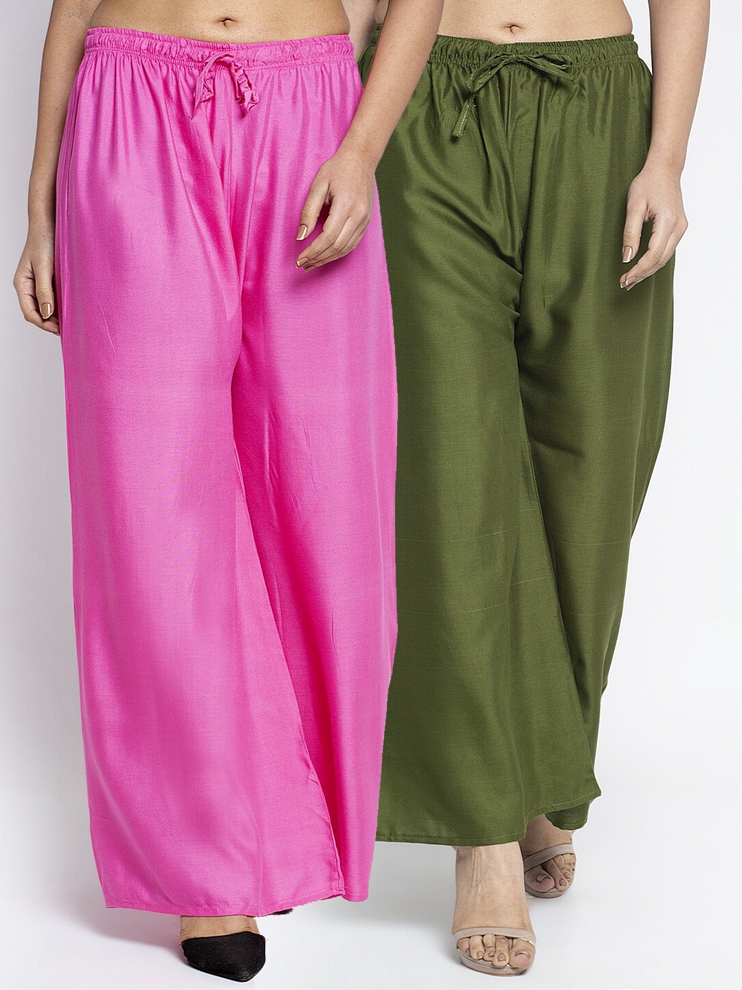 

GRACIT Women Pack of 2 Pink & Green Ethnic Palazzos