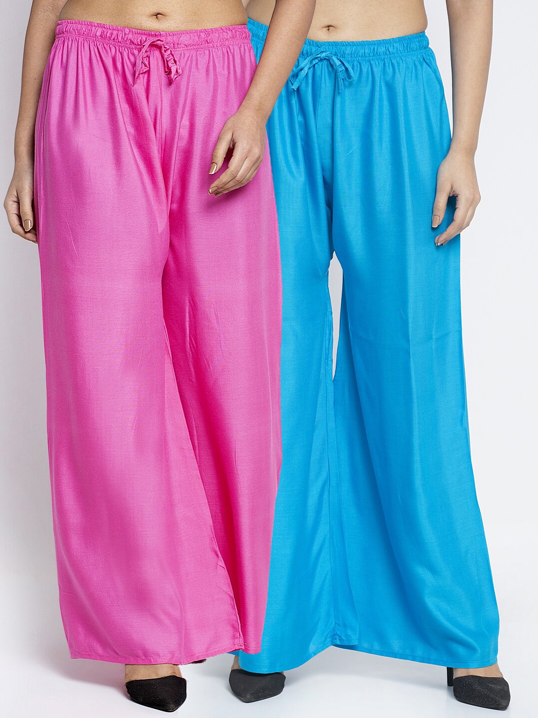 

GRACIT Women Pack of 2 Pink & Blue Ethnic Palazzos