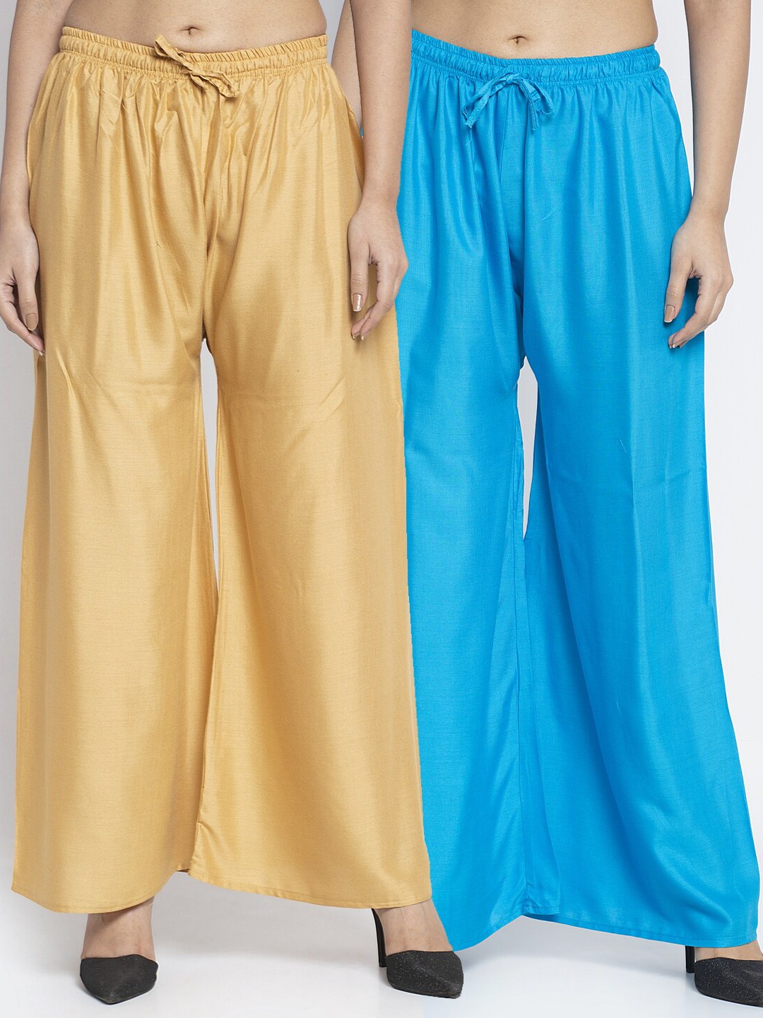

GRACIT Women Pack of 2 Beige & Turquoise Blue Ethnic Palazzos