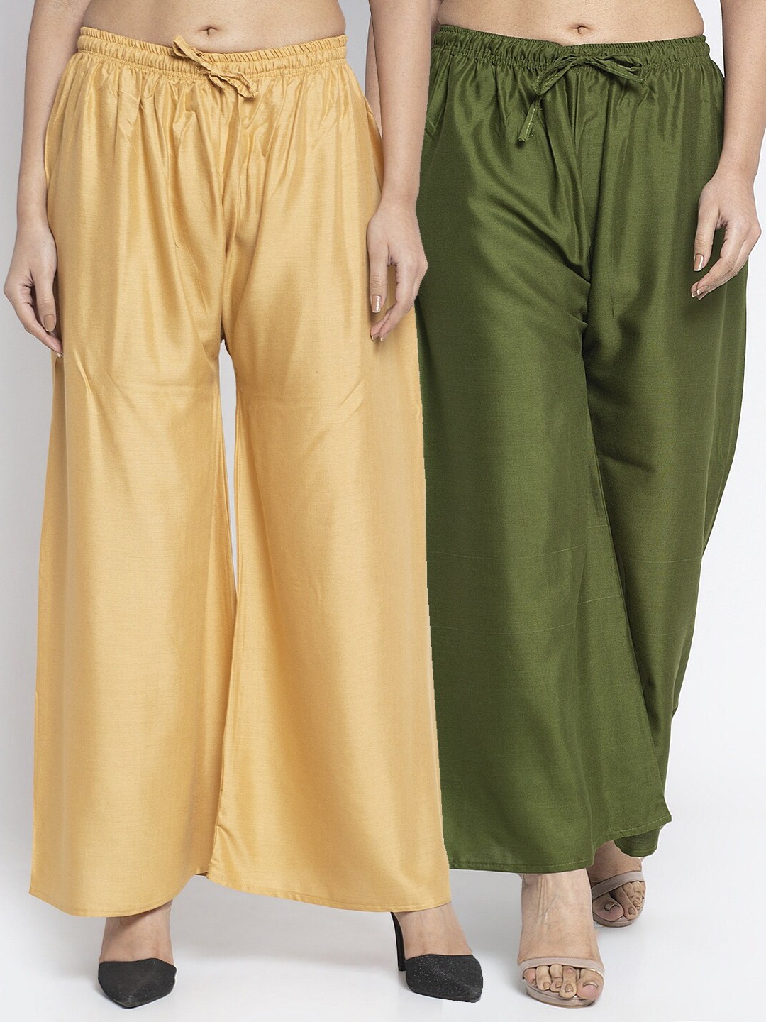 

GRACIT Women Pack Of 2 Beige & Green Ethnic Palazzos