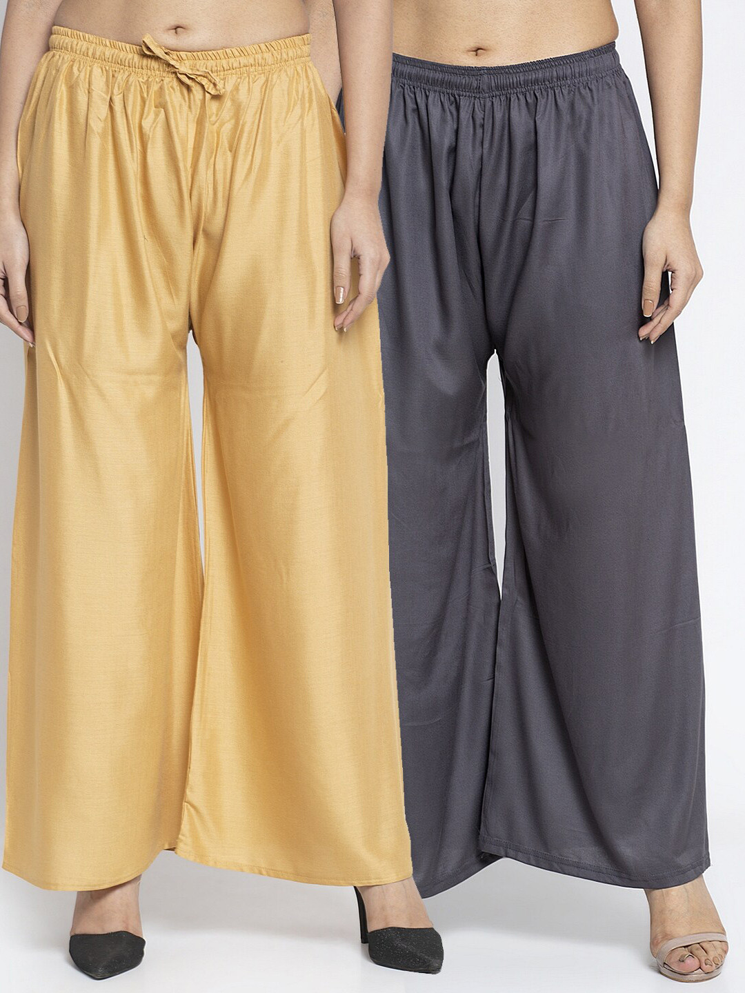 

GRACIT Women Pack of 2 Beige & Grey Ethnic Palazzos