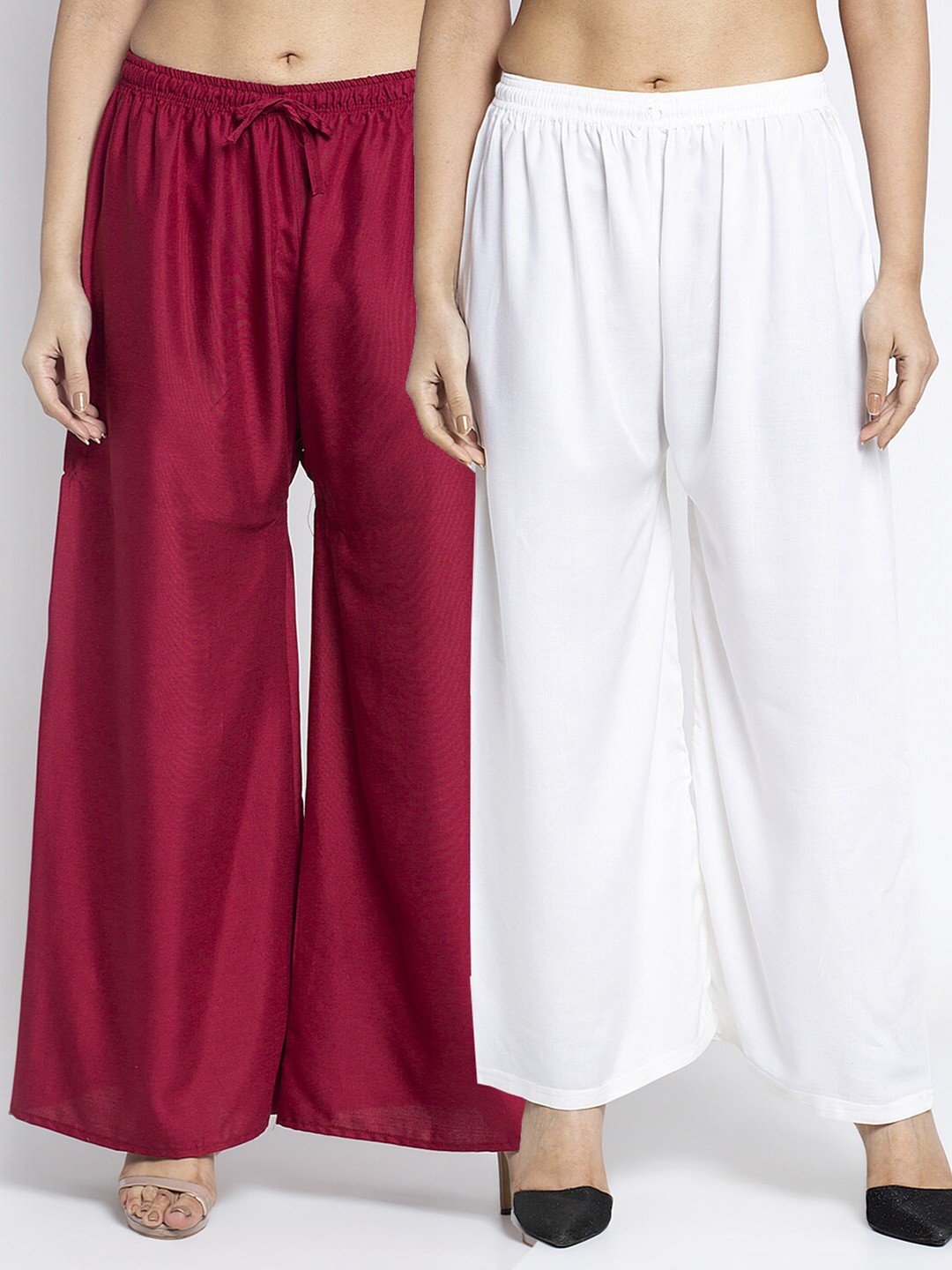 

GRACIT Women Pack Of 2 Maroon & White Ethnic Palazzos