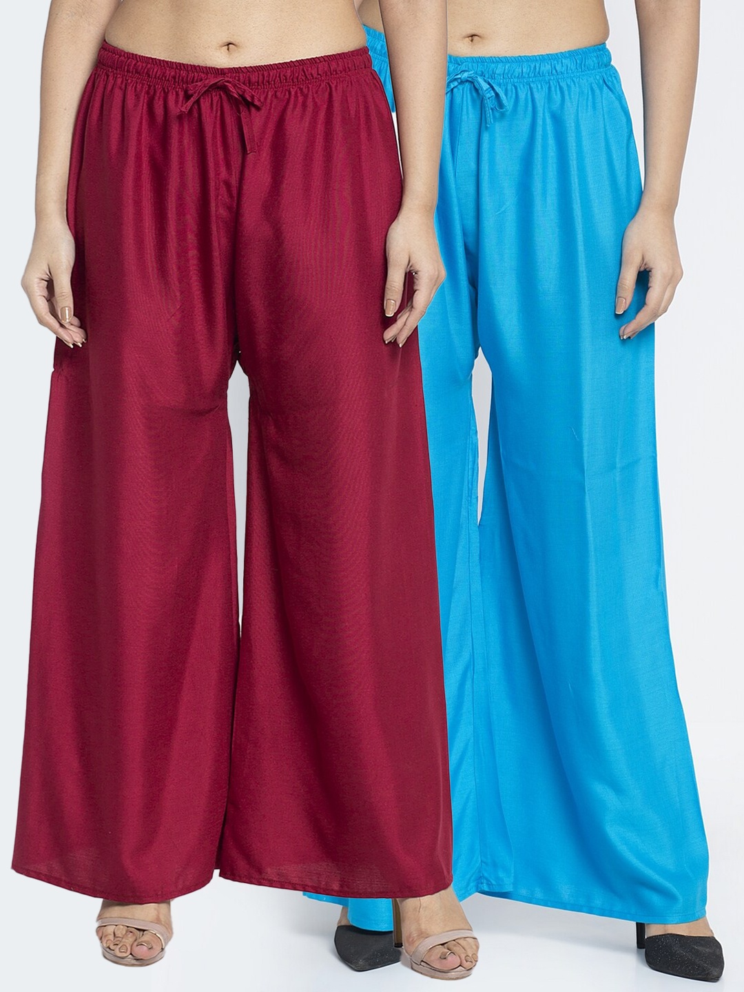 

GRACIT Women Pack Of 2 Maroon & Blue Ethnic Palazzos