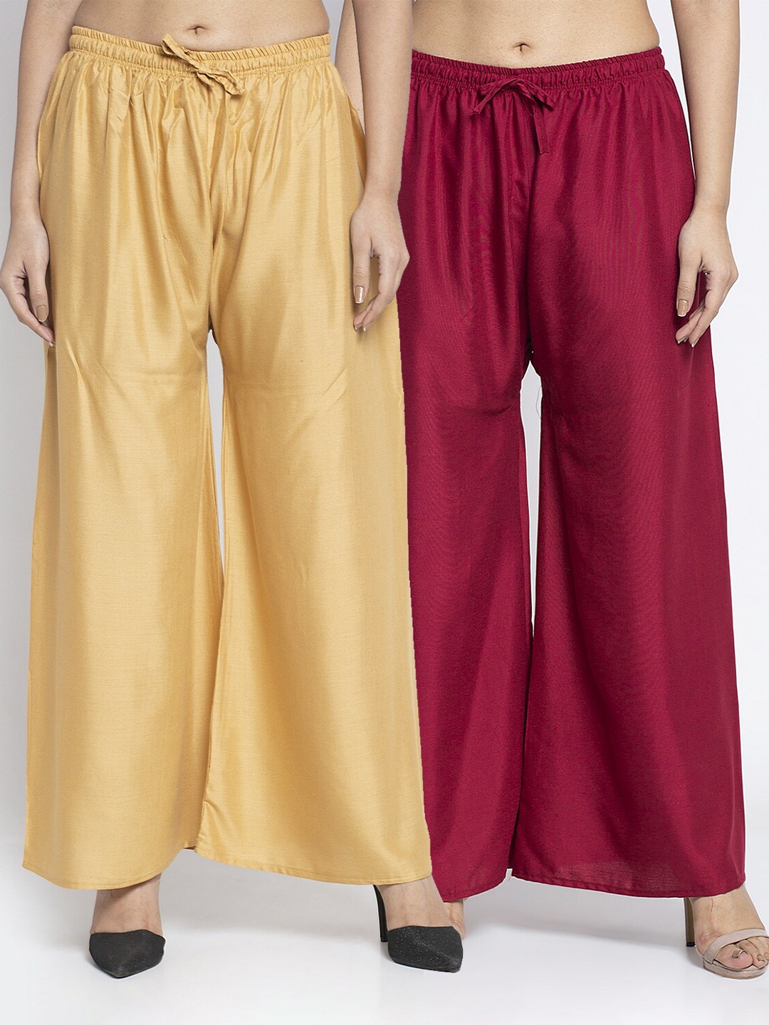 

GRACIT Women Pack of 2 Beige & Maroon Ethnic Palazzos