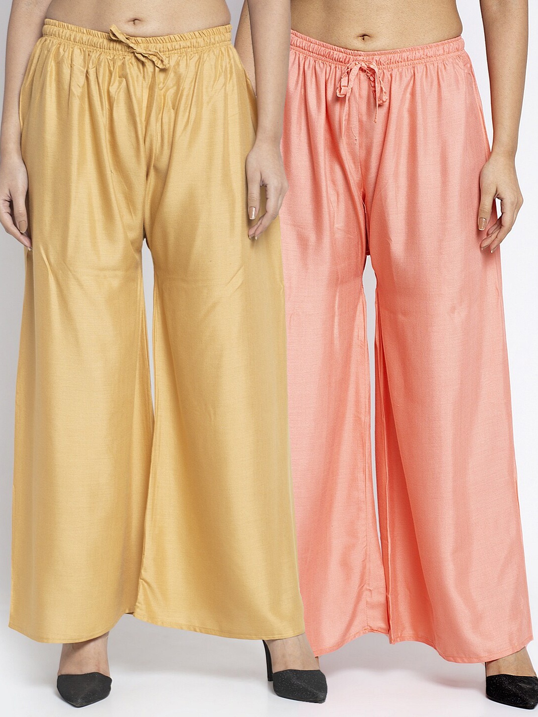 

GRACIT Women Pack Of 2 Beige & Pink Ethnic Palazzos