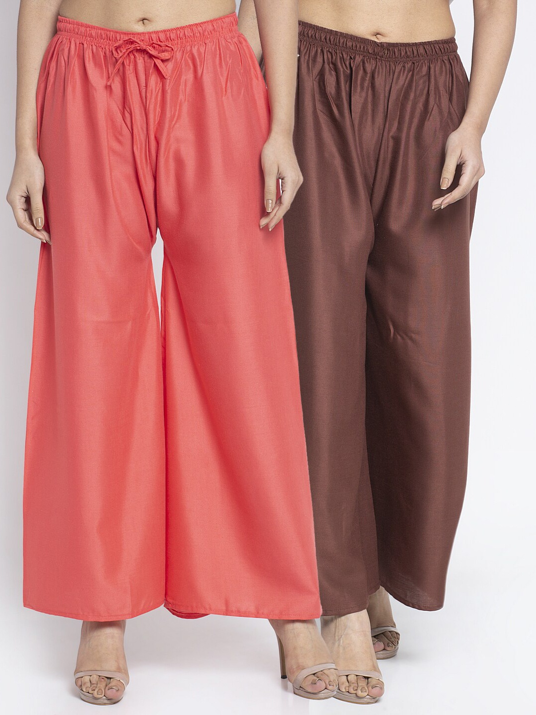 

GRACIT Women Pack Of 2 Orange & Brown Ethnic Palazzos