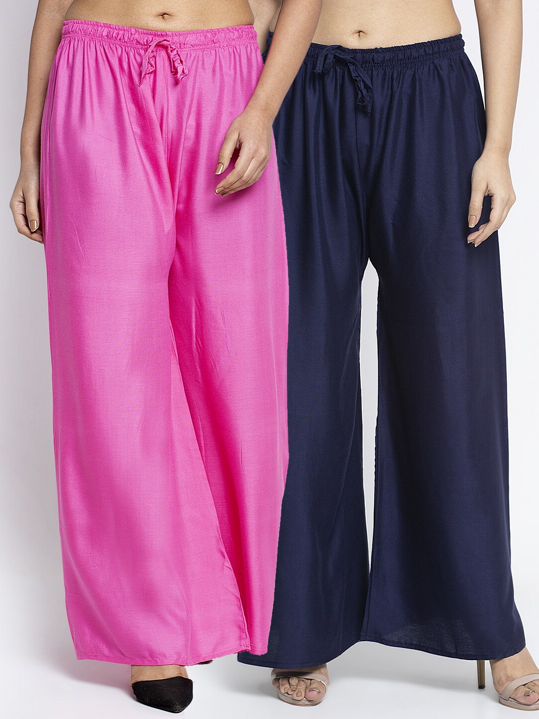 

GRACIT Women Pack of 2 Pink & Blue Ethnic Palazzos