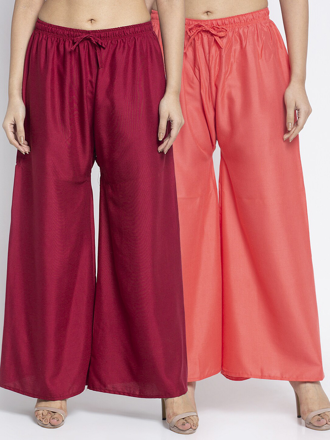 

GRACIT Women Pack of 2 Maroon & Pink Ethnic Palazzos