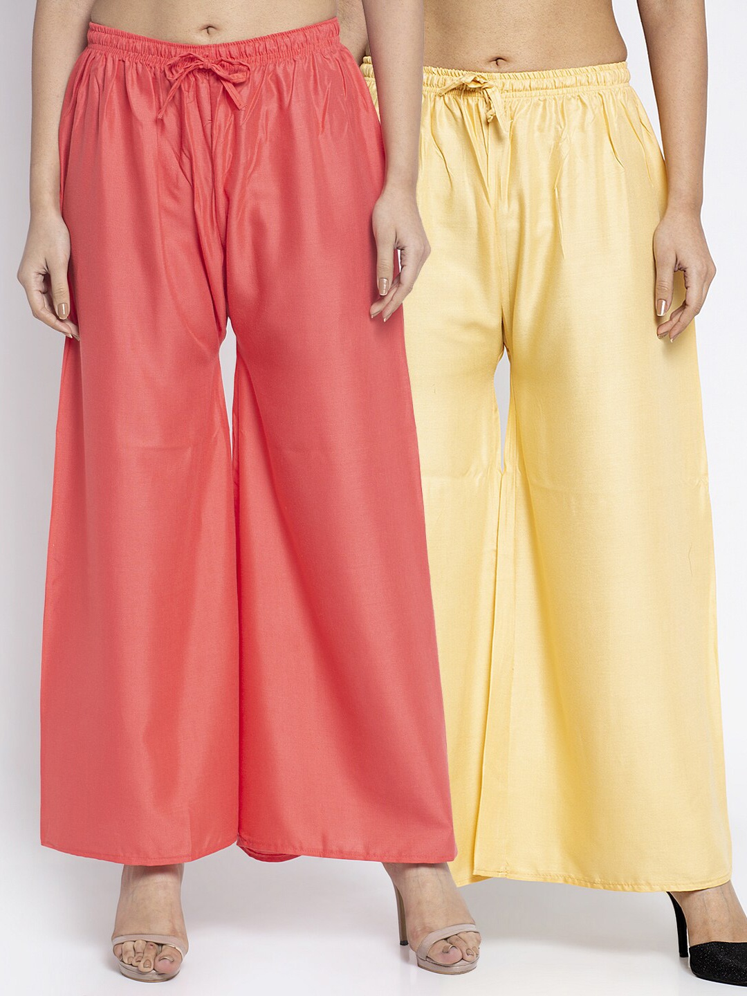 

GRACIT Women Pack of 2 Orange & Beige Ethnic Palazzos