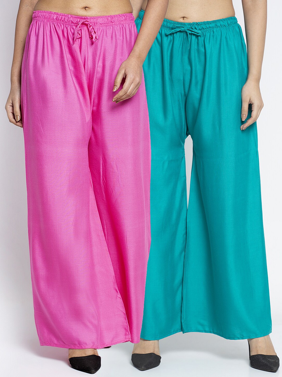

GRACIT Women Pack Of 2 Pink & Green Ethnic Palazzos