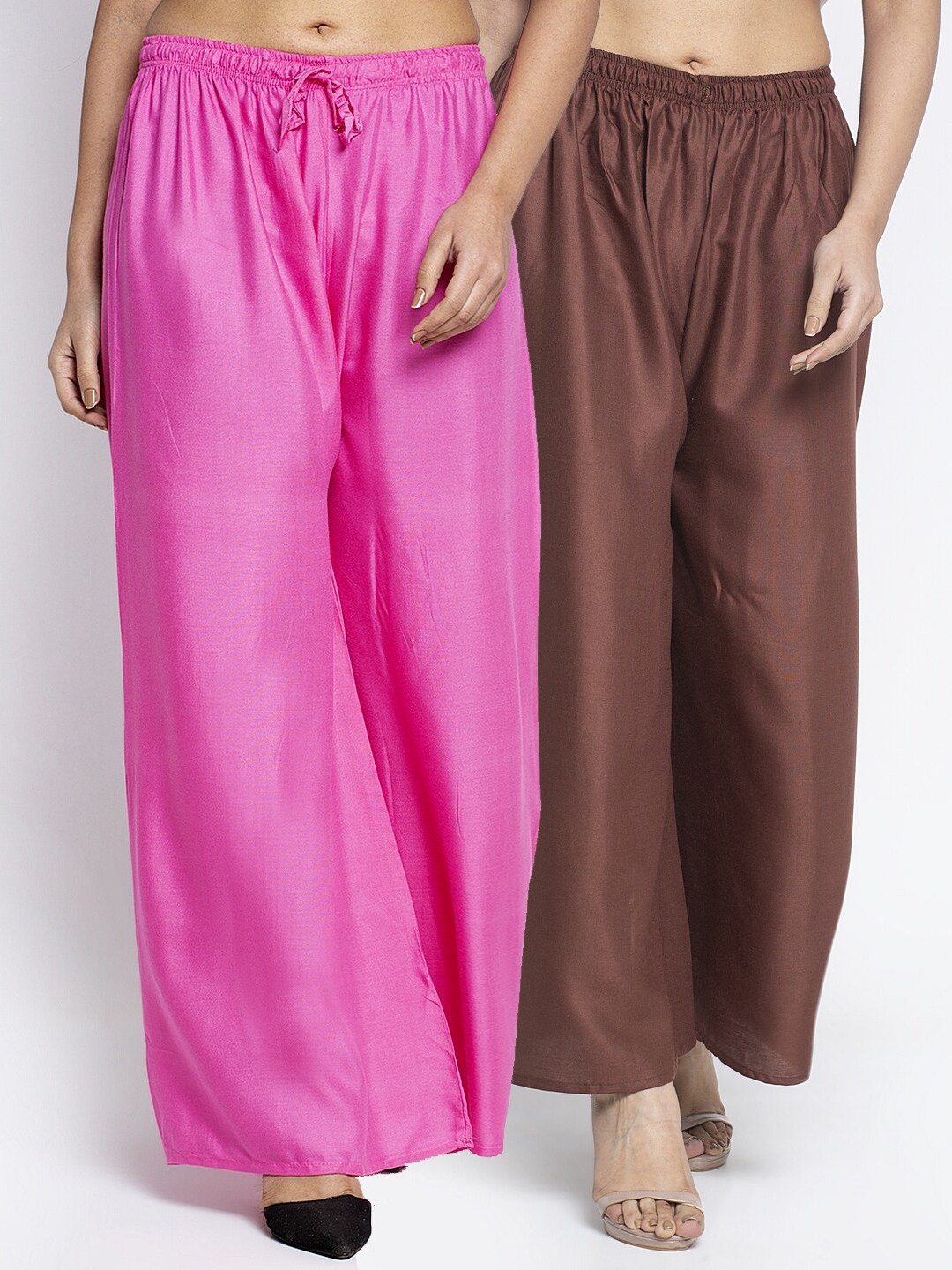 

GRACIT Women Pack Of 2 Pink & Brown Ethnic Palazzos