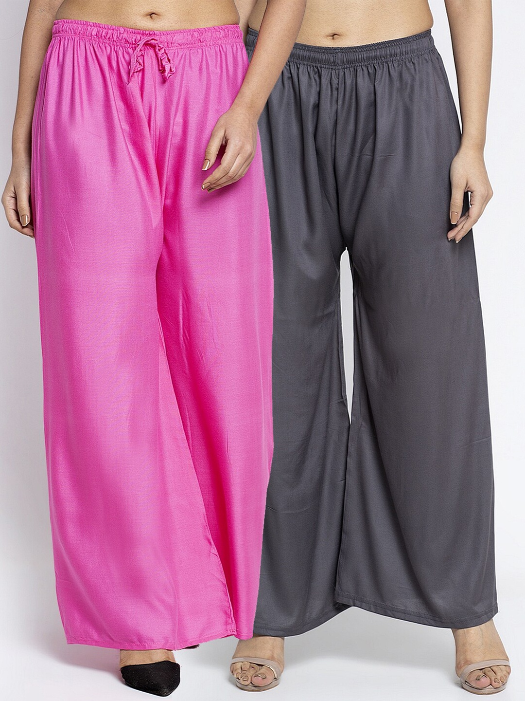 

GRACIT Women Pack of 2 Pink & Grey Ethnic Palazzos