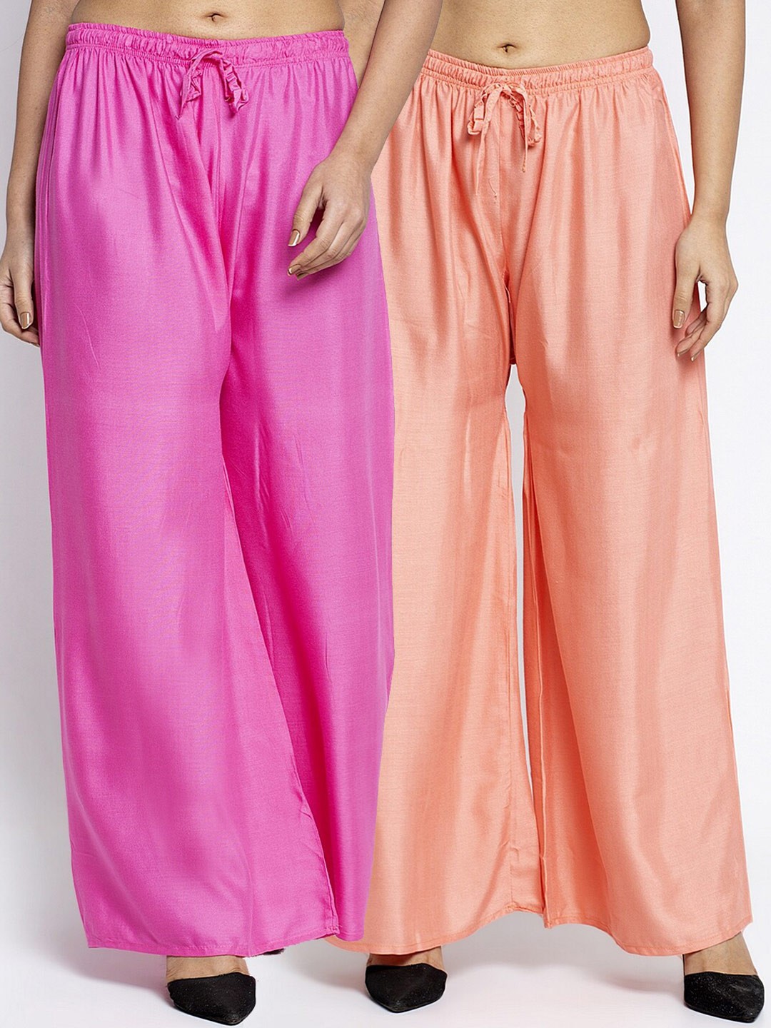 

GRACIT Women Pack of 2 Pink & Peach-Coloured Ethnic Palazzos