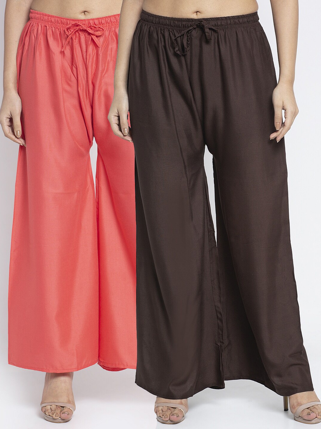 

GRACIT Women Pack Of 2 Orange & Brown Ethnic Palazzos