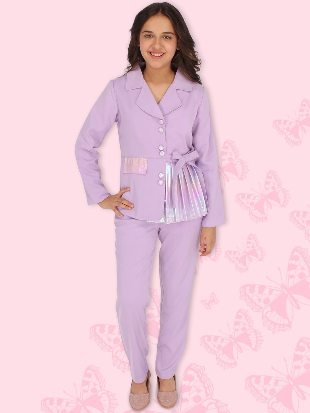 

CUTECUMBER Girls Purple Coat with Trousers
