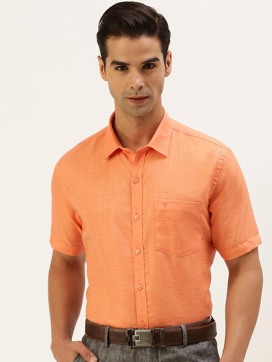

Ramraj Men Orange Solid Formal Shirt