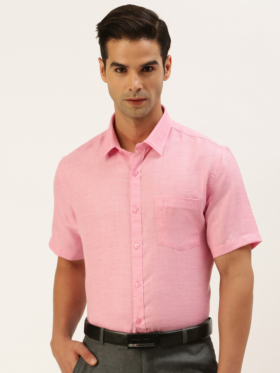 

Ramraj Men Pink Solid Formal Shirt