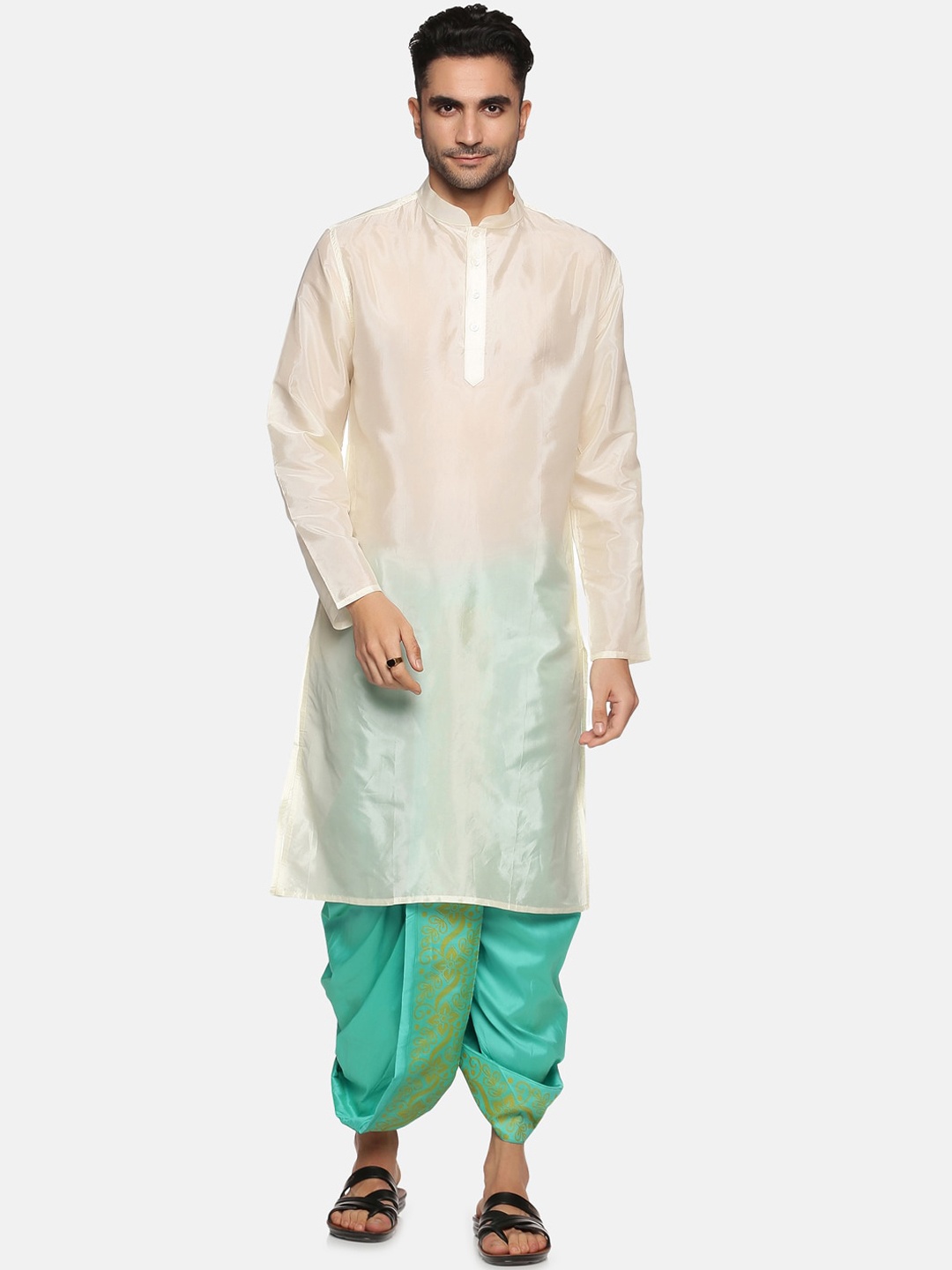 

Sethukrishna Men Cream-Coloured Kurta with Dhoti Pants