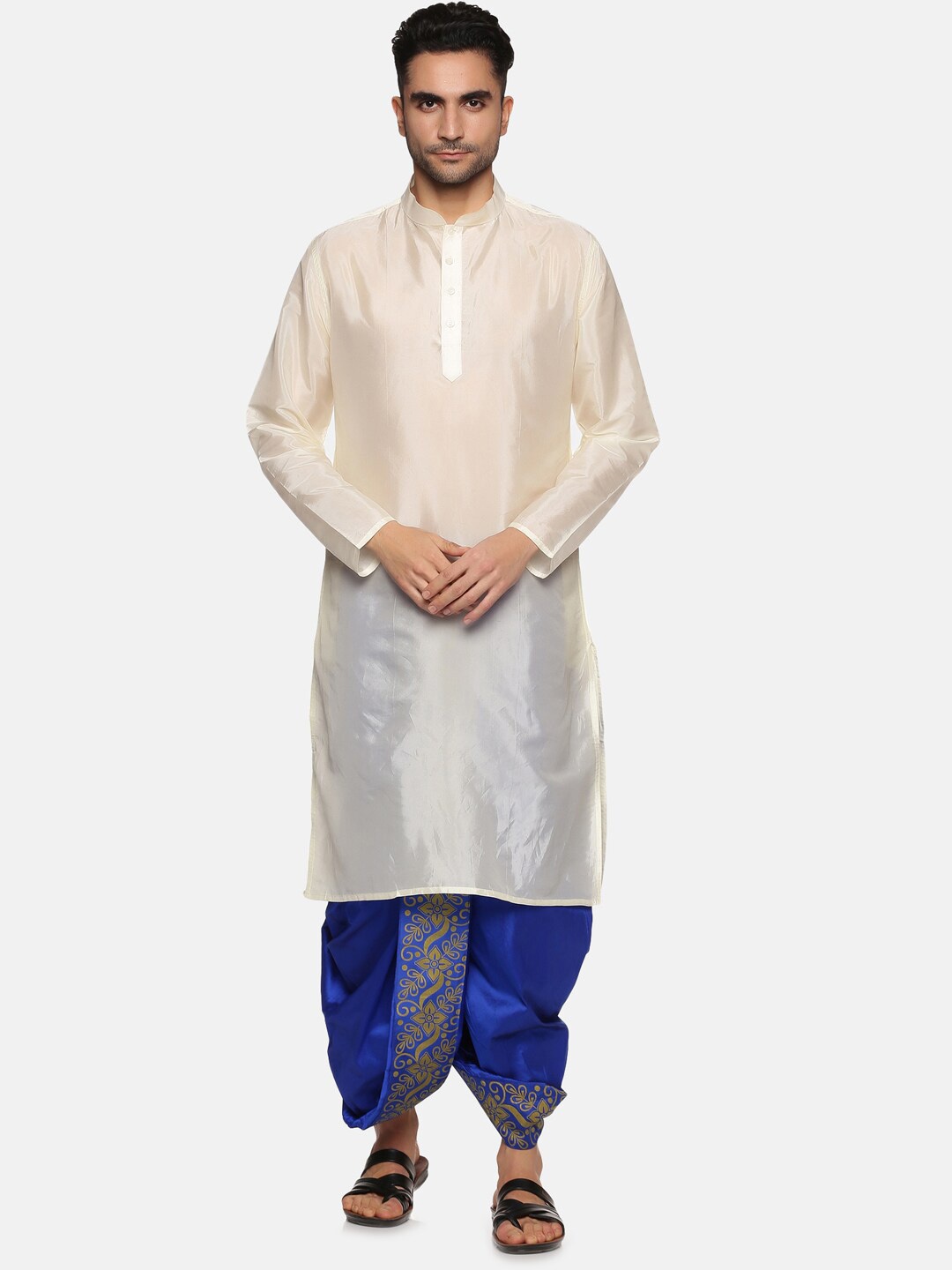 

Sethukrishna Men Cream-Coloured Kurta with Dhoti Pants