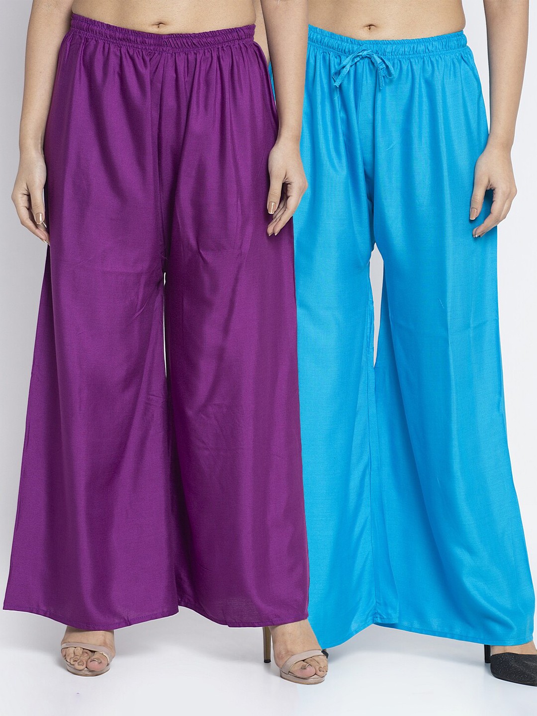 

GRACIT Women Pack of 2 Purple & Turquoise Blue 2 Ethnic Palazzos